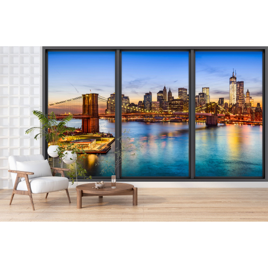 Optical Illusion Panoramic Bay Window Wall Mural / Wallpaper - New York