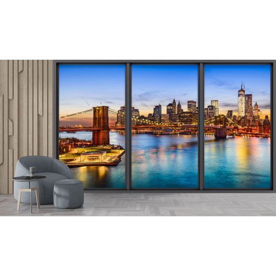 Optical Illusion Panoramic Bay Window Wall Mural / Wallpaper - New York