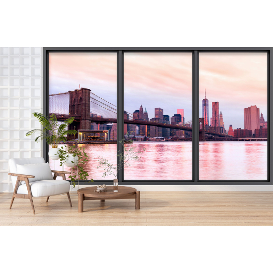 Optical Illusion Panoramic Bay Window Wall Mural / Wallpaper - New York