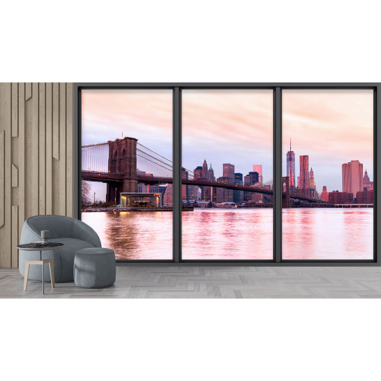 Optical Illusion Panoramic Bay Window Wall Mural / Wallpaper - New York