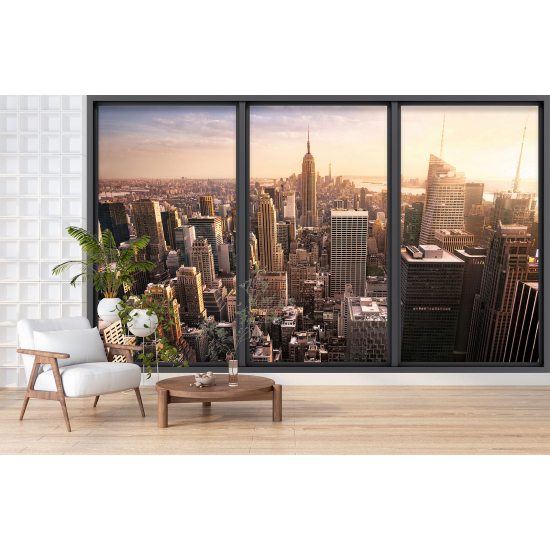 Optical Illusion Panoramic Bay Window Wall Mural / Wallpaper - New York