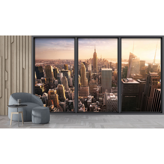 Optical Illusion Panoramic Bay Window Wall Mural / Wallpaper - New York