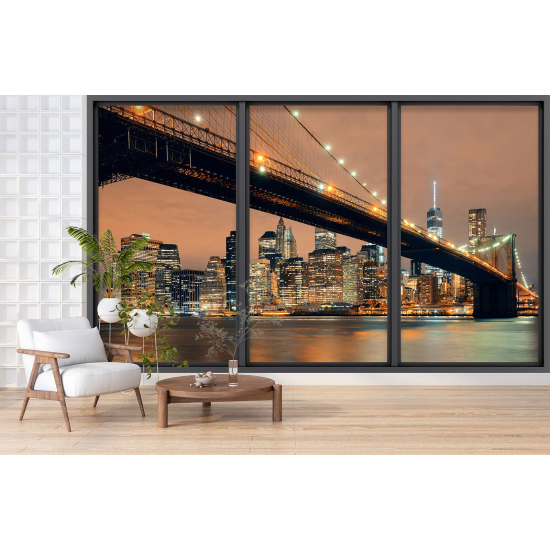 Optical Illusion Panoramic Bay Window Wall Mural / Wallpaper - New York