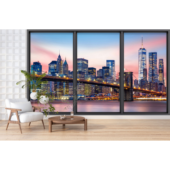 Optical Illusion Panoramic Bay Window Wall Mural / Wallpaper - New York