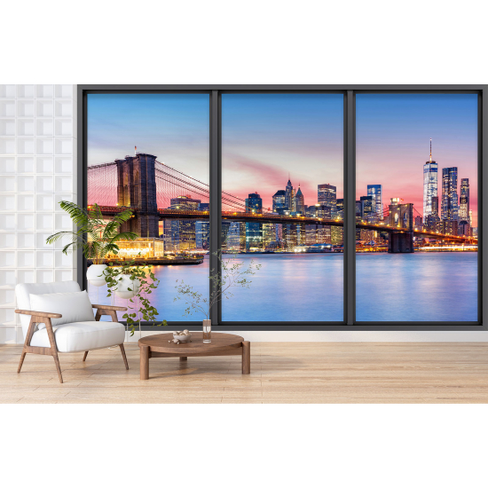 Optical Illusion Panoramic Bay Window Wall Mural / Wallpaper - New York