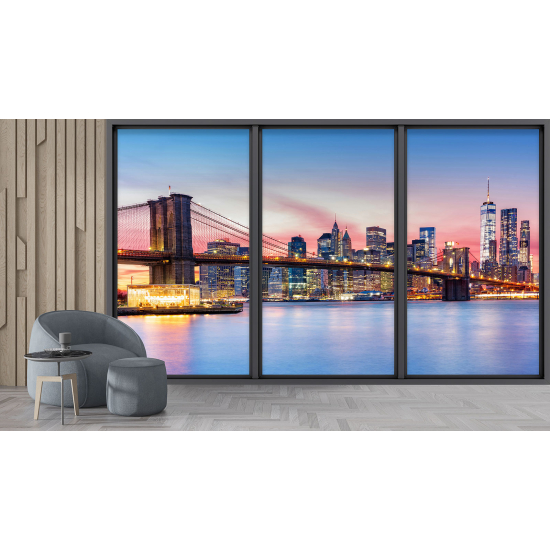 Optical Illusion Panoramic Bay Window Wall Mural / Wallpaper - New York