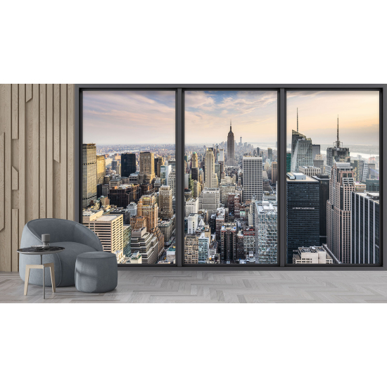 Optical Illusion Panoramic Bay Window Wall Mural / Wallpaper - New York