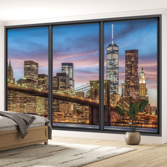 Optical Illusion Panoramic Bay Window Wall Mural / Wallpaper - New York