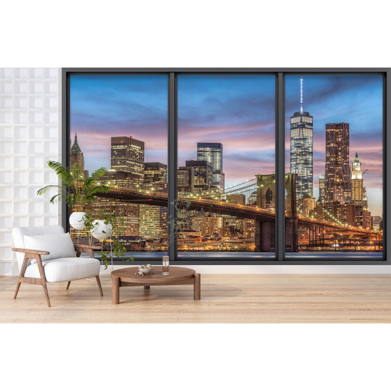 Optical Illusion Panoramic Bay Window Wall Mural / Wallpaper - New York