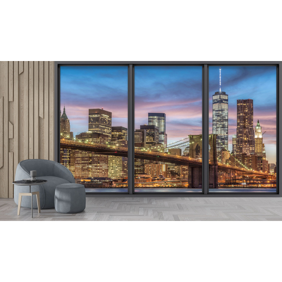 Optical Illusion Panoramic Bay Window Wall Mural / Wallpaper - New York