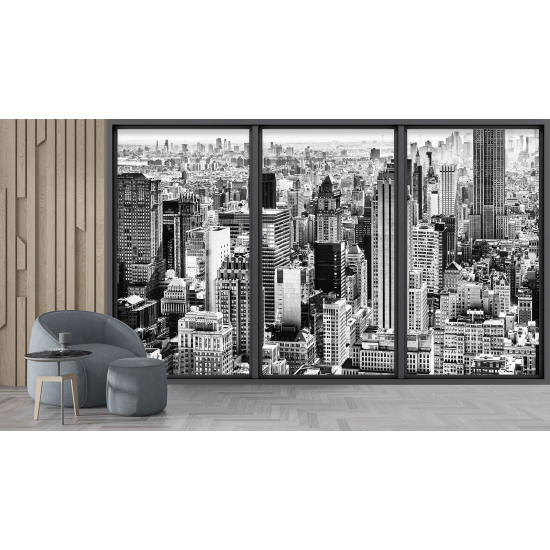 Optical Illusion Panoramic Bay Window Wall Mural / Wallpaper - New York