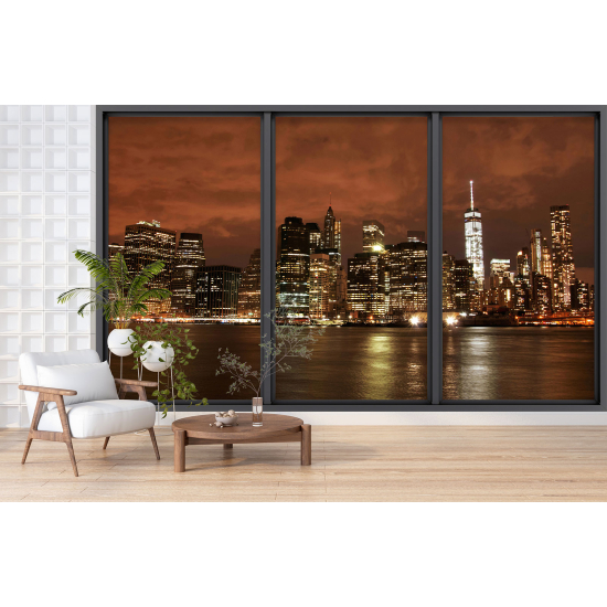 Optical Illusion Panoramic Bay Window Wall Mural / Wallpaper - New York