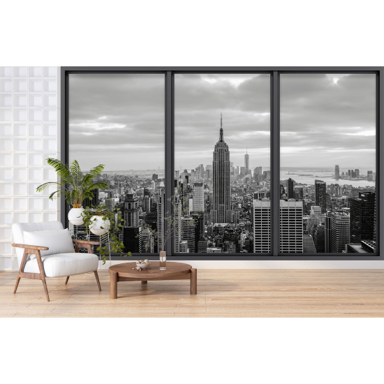 Optical Illusion Panoramic Bay Window Wall Mural / Wallpaper - New York