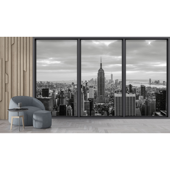 Optical Illusion Panoramic Bay Window Wall Mural / Wallpaper - New York