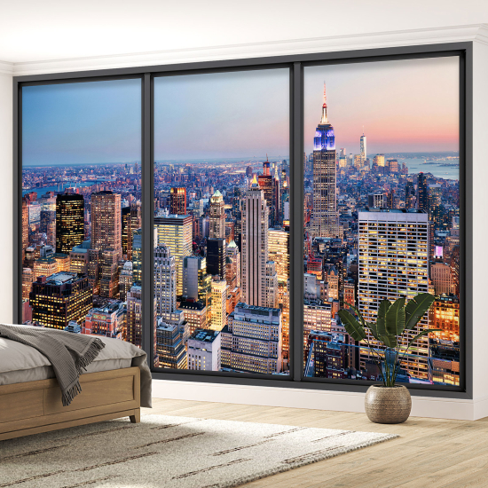 Optical Illusion Panoramic Bay Window Wall Mural / Wallpaper - New York