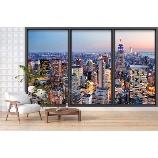 Optical Illusion Panoramic Bay Window Wall Mural / Wallpaper - New York