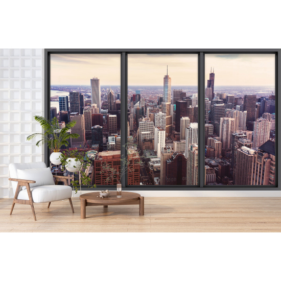 Optical Illusion Panoramic Bay Window Wall Mural / Wallpaper - New York