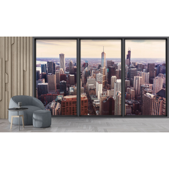 Optical Illusion Panoramic Bay Window Wall Mural / Wallpaper - New York