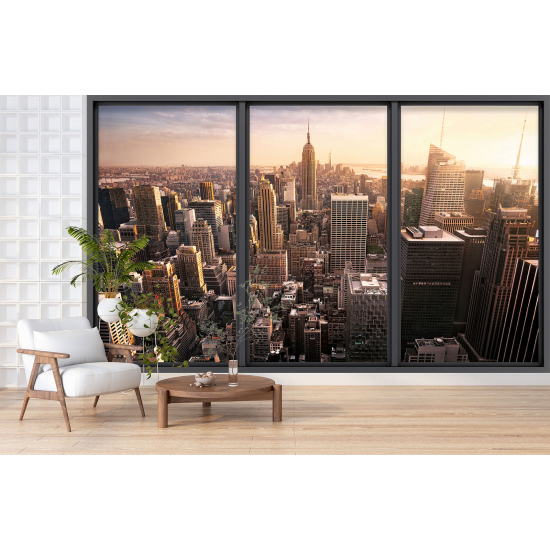 Optical Illusion Panoramic Bay Window Wall Mural / Wallpaper - New York