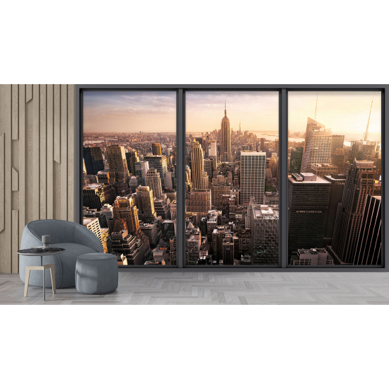 Optical Illusion Panoramic Bay Window Wall Mural / Wallpaper - New York