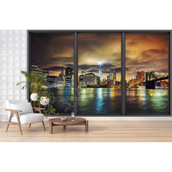 Optical Illusion Panoramic Bay Window Wall Mural / Wallpaper - New York