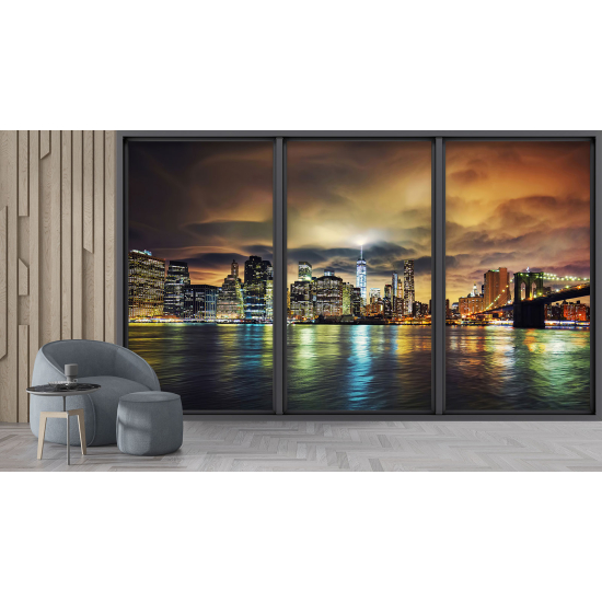 Optical Illusion Panoramic Bay Window Wall Mural / Wallpaper - New York