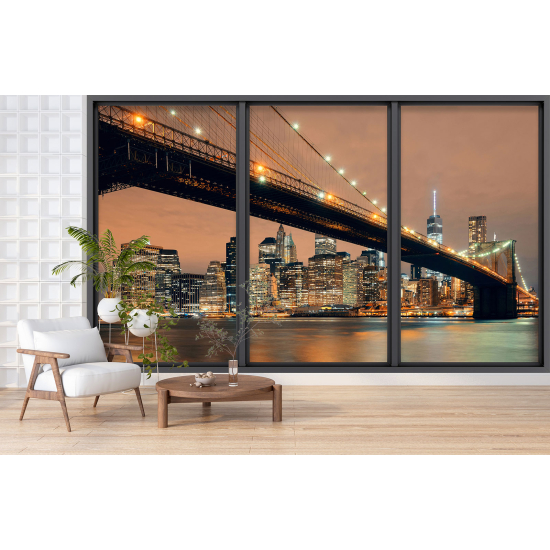 Optical Illusion Panoramic Bay Window Wall Mural / Wallpaper - New York