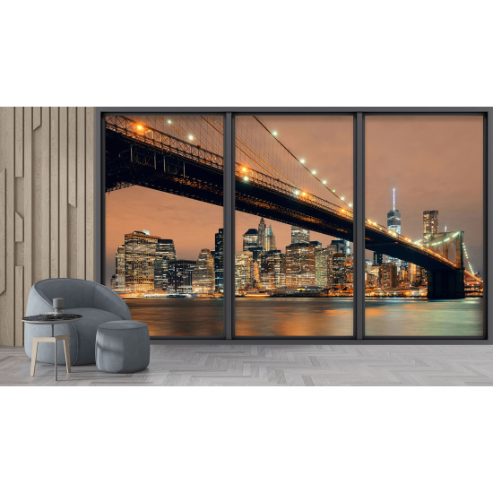 Optical Illusion Panoramic Bay Window Wall Mural / Wallpaper - New York