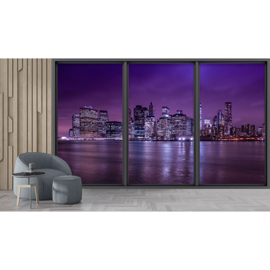 Optical Illusion Panoramic Bay Window Wall Mural / Wallpaper - New York