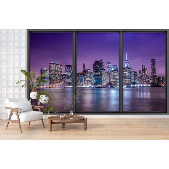 Optical Illusion Panoramic Bay Window Wall Mural / Wallpaper - New York