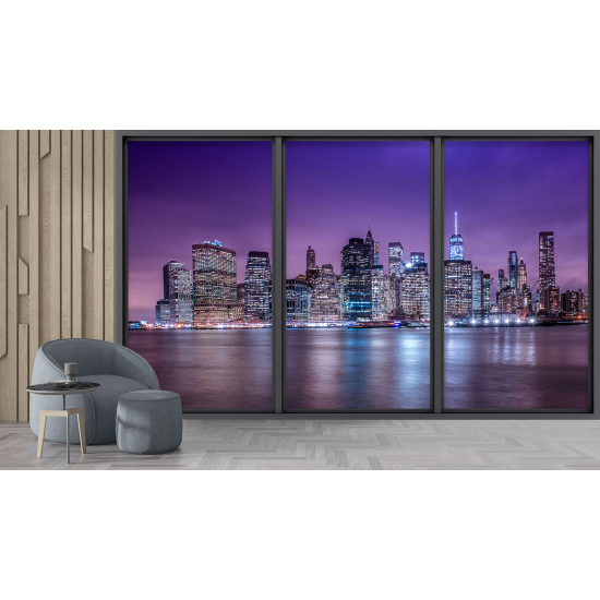 Optical Illusion Panoramic Bay Window Wall Mural / Wallpaper - New York