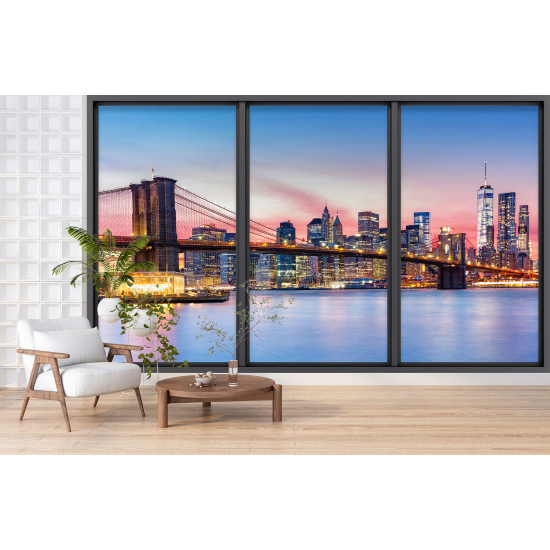 Optical Illusion Panoramic Bay Window Wall Mural / Wallpaper - New York