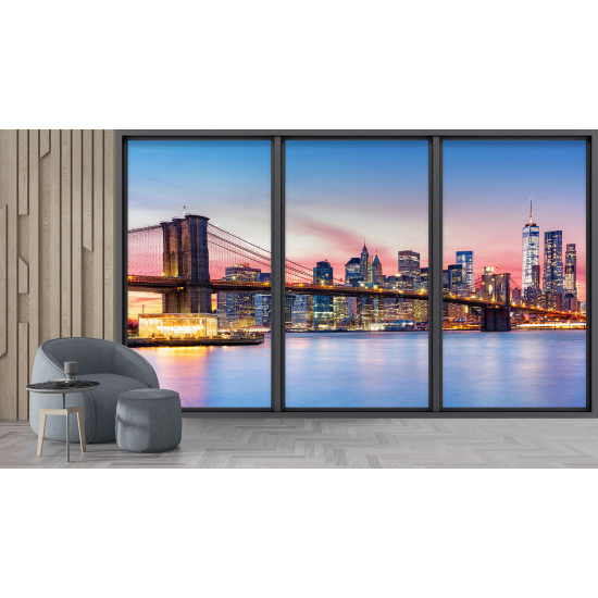 Optical Illusion Panoramic Bay Window Wall Mural / Wallpaper - New York