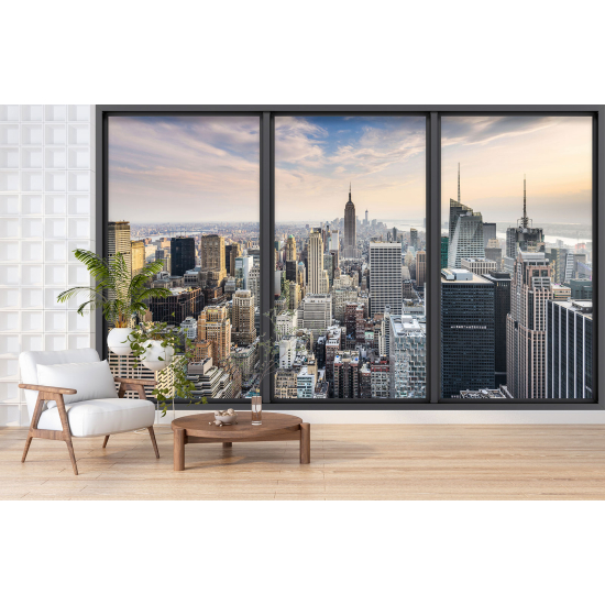 Optical Illusion Panoramic Bay Window Wall Mural / Wallpaper - New York