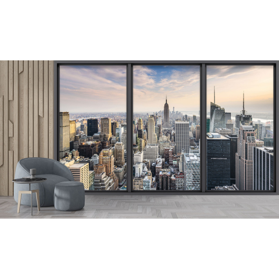 Optical Illusion Panoramic Bay Window Wall Mural / Wallpaper - New York