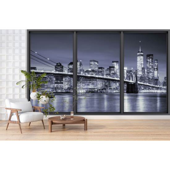 Optical Illusion Panoramic Bay Window Wall Mural / Wallpaper - New York