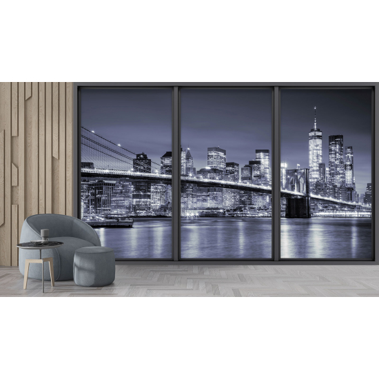 Optical Illusion Panoramic Bay Window Wall Mural / Wallpaper - New York