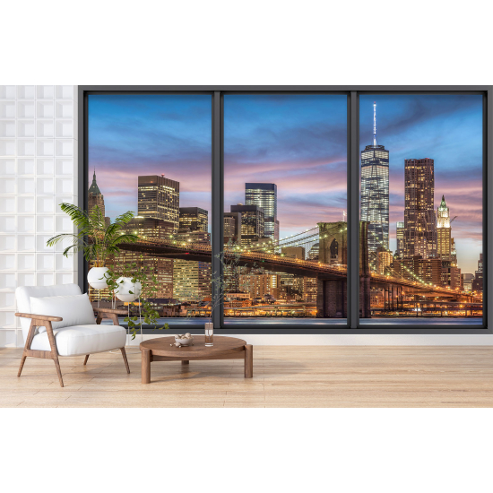 Optical Illusion Panoramic Bay Window Wall Mural / Wallpaper - New York