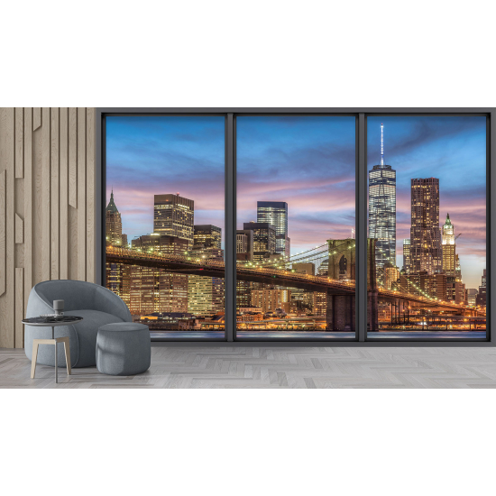 Optical Illusion Panoramic Bay Window Wall Mural / Wallpaper - New York