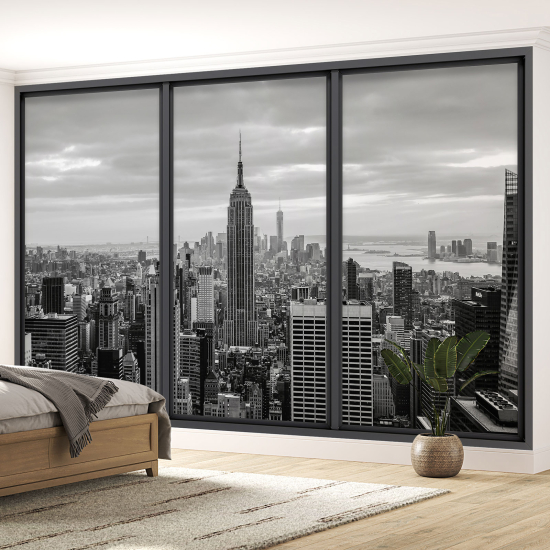 Optical Illusion Panoramic Bay Window Wall Mural / Wallpaper - New York