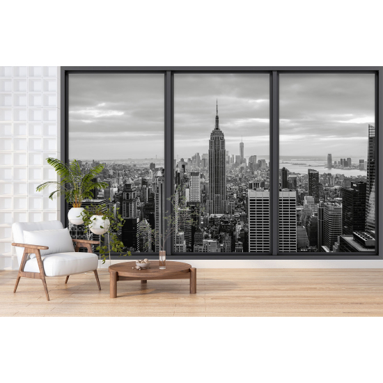 Optical Illusion Panoramic Bay Window Wall Mural / Wallpaper - New York