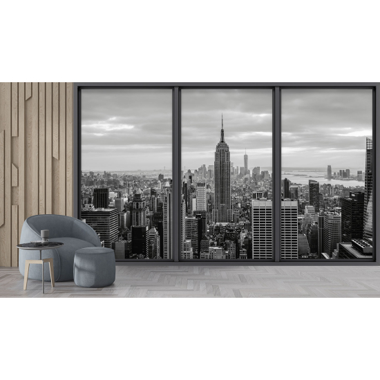 Optical Illusion Panoramic Bay Window Wall Mural / Wallpaper - New York