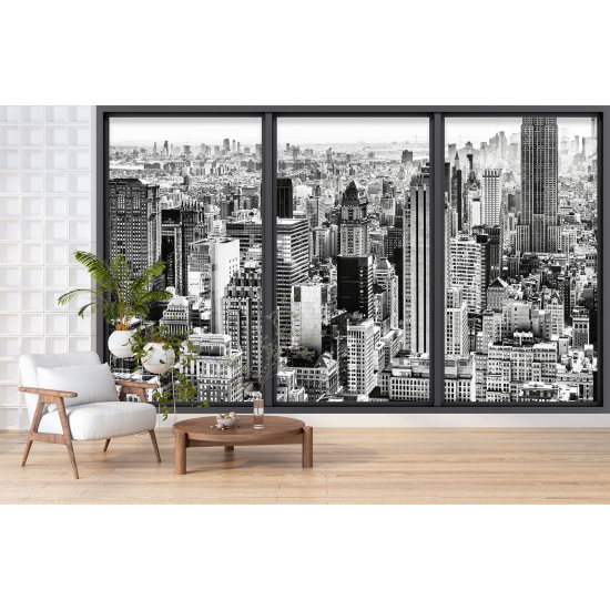 Optical Illusion Panoramic Bay Window Wall Mural / Wallpaper - New York