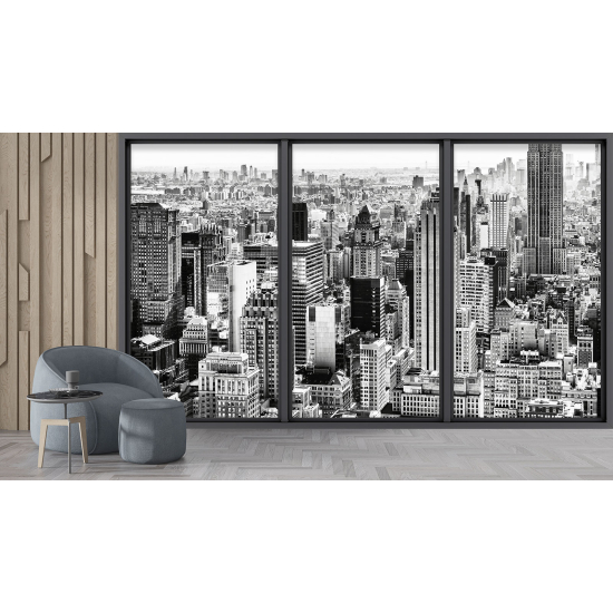 Optical Illusion Panoramic Bay Window Wall Mural / Wallpaper - New York