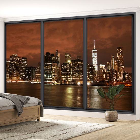 Optical Illusion Panoramic Bay Window Wall Mural / Wallpaper - New York