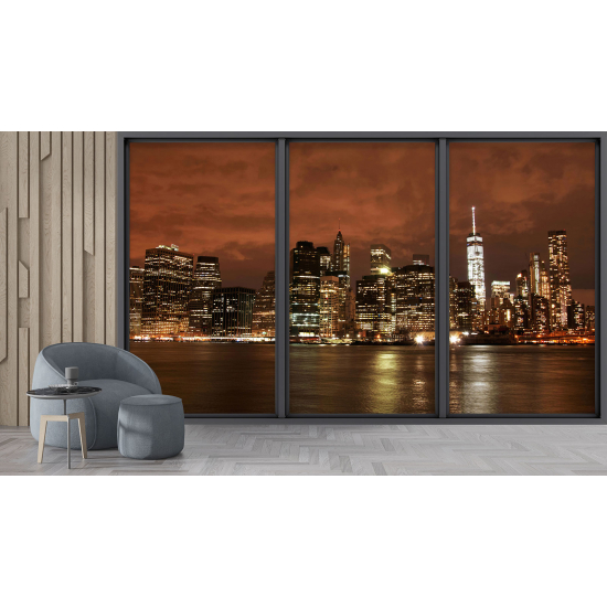 Optical Illusion Panoramic Bay Window Wall Mural / Wallpaper - New York