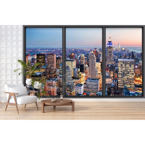 Optical Illusion Panoramic Bay Window Wall Mural / Wallpaper - New York