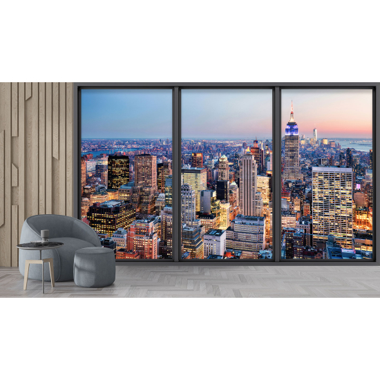 Optical Illusion Panoramic Bay Window Wall Mural / Wallpaper - New York