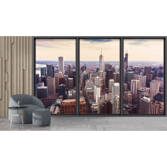 Optical Illusion Panoramic Bay Window Wall Mural / Wallpaper - New York