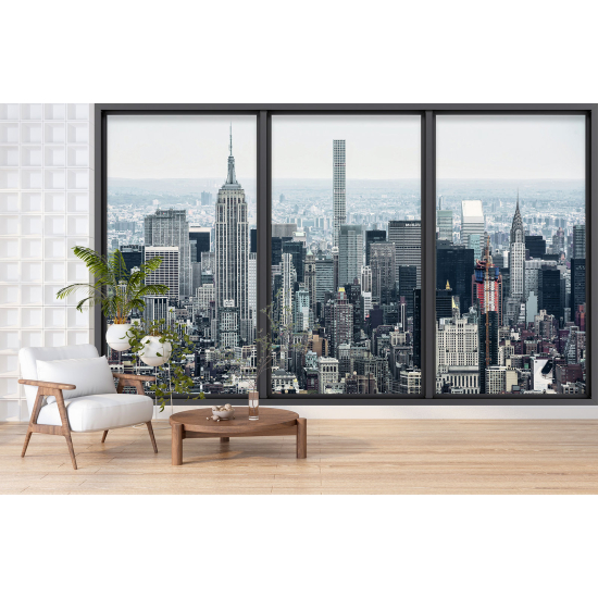 Optical Illusion Panoramic Bay Window Wall Mural / Wallpaper - New York